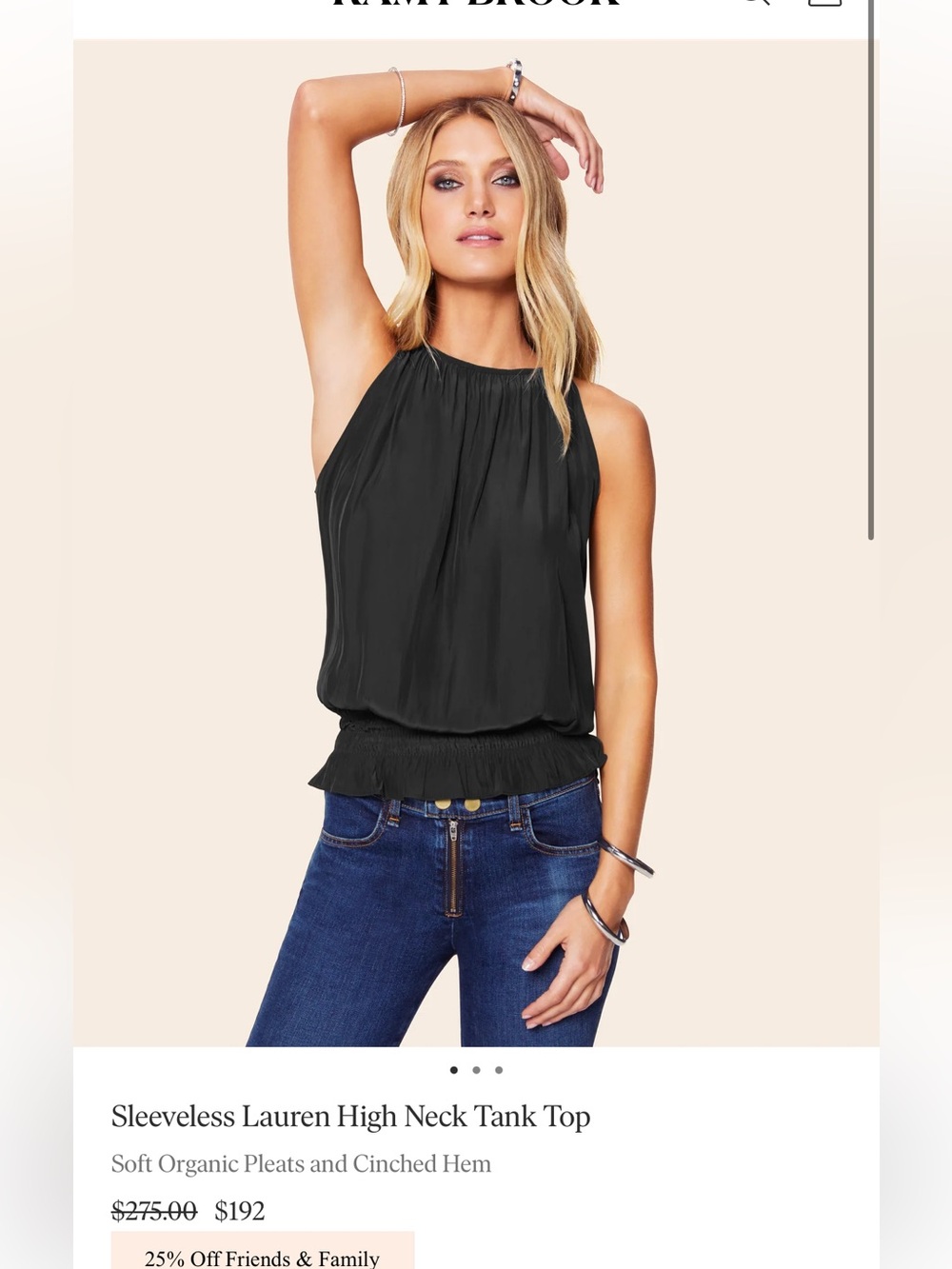 RAMY BROOK/ lauren high neck smock tank silver S